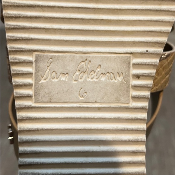 Sam Edelman Ariele Gold Metallic Snake Strappy Platform Slide On Sandals Size 6 - Picture 9 of 12